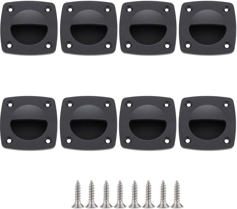 VTurboWay 8 Pcs Nylon Square Flush Pull Handle, Marine Boat Yacht Cabin Accesories, Black - Image 1